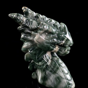 Jiulong Jade Dragon Head Sculpture: Hand-Carved Crystal Home Decor