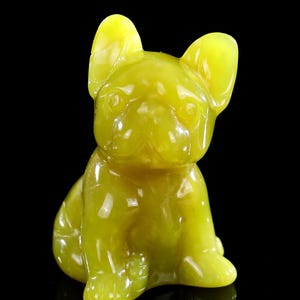 2.7” Natural New Jade Hand Carved Crystal Cartoon Dog Sculpture, Unique Crystal Carving , Home Decor & Collectors, Handcrafted Gift
