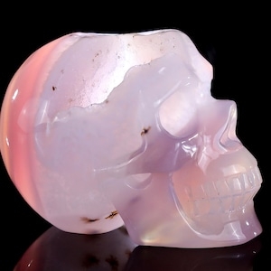 3,0-Zoll-natürliche Geode Achat handgeschnitzte Kristallschädel Skulptur, einzigartige Kristallschnitzerei für Wohnkultur, handgefertigtes Geschenk