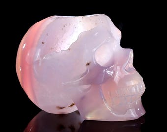 Hand Carved Geode Agate Crystal Skull Sculpture: Home Decor Gift