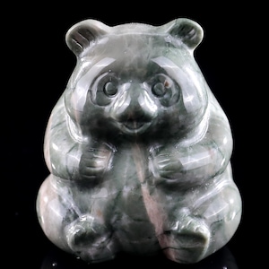 5,1 cm Jiulong Jade Hand geschnitzte Kristall Panda Skulptur, einzigartige Kristall Skulptur, Wohnkultur & Sammler, handgefertigtes Geschenk