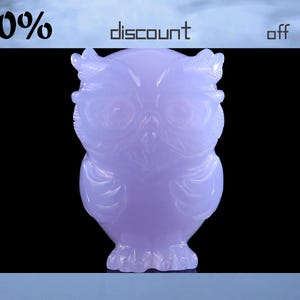 3.0” Natural Blue Chalcedony Hand Carved Crystal Owl Sculpture,Unique Crystal Carving for Home Decor, Handcrafted Gift