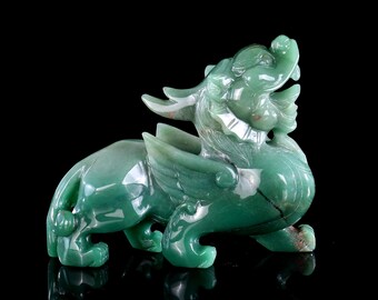 グリーンアベンチュリンクリスタル豚彫刻：手彫りホームデコレーション