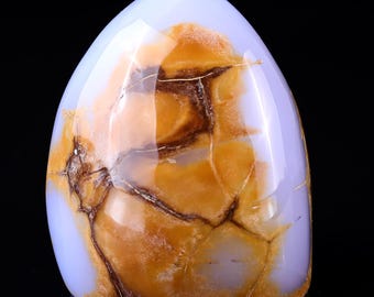 3.0" Natural Blue Chalcedony Gemstone Crystal Polished Stone, Healing Stone for Home Decor