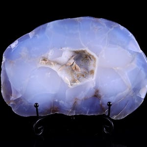 8.8&quot; Natural Blue Chalcedony Hand Carved Crystal Slice Sculpture, Unique Crystal Carving,  Home Decor & Collectors, Handcrafted Gift