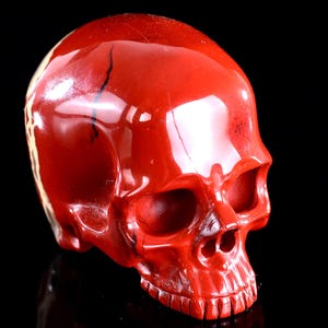 2.9” Natural Red Jasper Hand Carved Crystal Skull Sculpture,Unique Crystal Carving for Home Decor, Handcrafted Gift