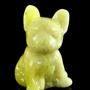 2.0” Natural New Jade Hand Carved Crystal Cartoon Dog Sculpture, Unique Crystal Carving , Home Decor & Collectors, Handcrafted Gift