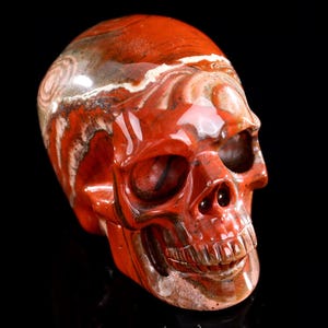 3” Natural Red Jasper Hand Carved Crystal Skull Sculpture, Unique Crystal Carving for Home Decor & Collectors, Handcrafted Gift