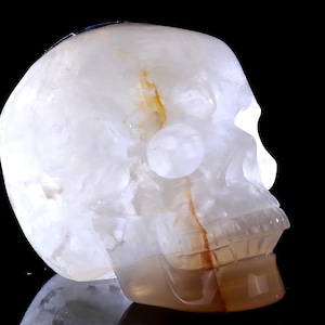 3.0” Natural Geode Agate Hand Carved Crystal Skull Sculpture, Unique Crystal Carving for Home Decor, Handcrafted Gift
