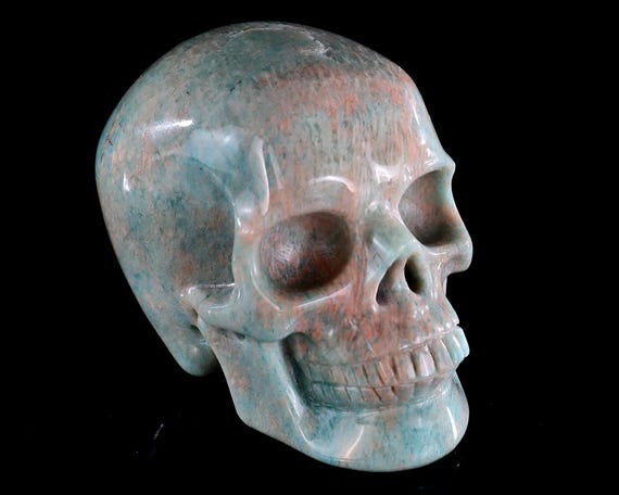 アマゾナイト　スカル アマゾナイトクリスタルスカル：手彫り彫刻、ホーム