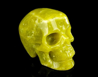 2.0" Hand Carved New Jade Crystal Skull, Home Decor, Collector's Gift