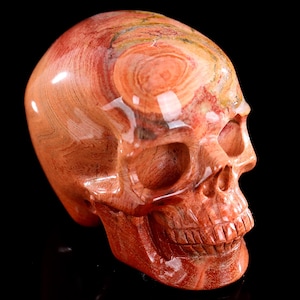3” Natural Red Jasper Hand Carved Crystal Skull Sculpture,Unique Crystal Carving for Home Decor, Handcrafted Gift