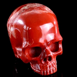 2.9” Natural Red Jasper Hand Carved Crystal Skull Sculpture,Unique Crystal Carving for Home Decor, Handcrafted Gift