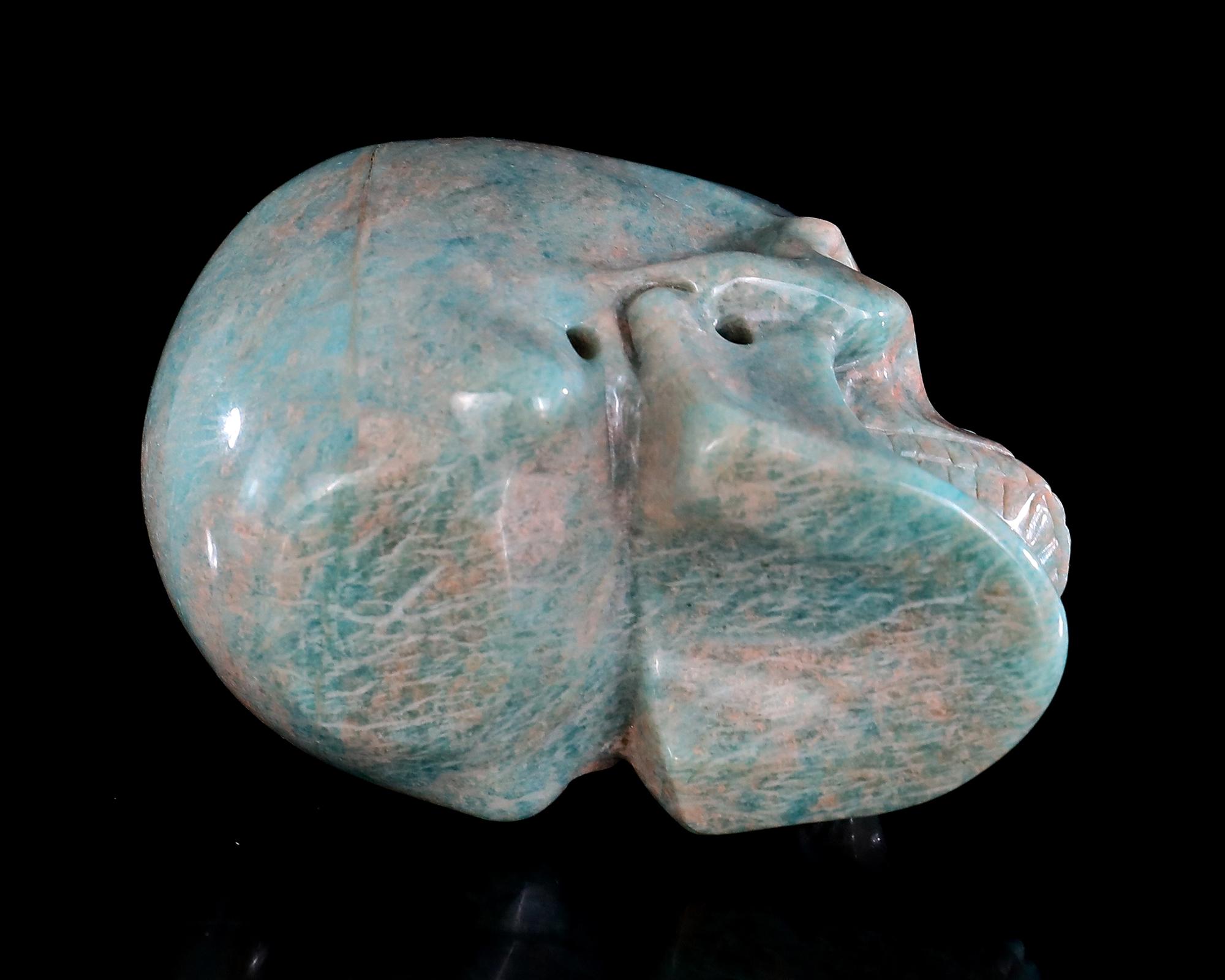 アマゾナイトクリスタルスカル：手彫り彫刻、ホーム