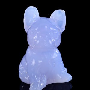 2.7” Natural Blue Chalcedony Hand Carved Crystal Cartoon Dog Sculpture, Unique Crystal Carving , Home Decor & Collectors, Handcrafted Gift