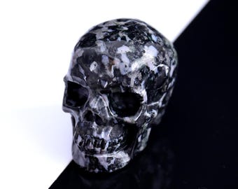 3.0インチ ガブロ瑪瑙水晶スカル：手彫り彫刻、室内装飾 - Etsy 日本