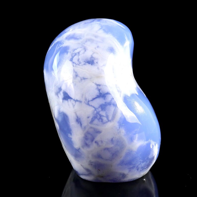 5.0” Natural Blue Chalcedony Gemstone Crystal Polished Stone, Healing Stone for Home Decor,Reiki Stone, Handcrafted Gift image 8