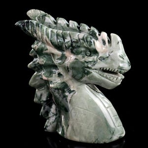 Jiulong Jade Dragon Head Sculpture: Hand-Carved Crystal Home Decor