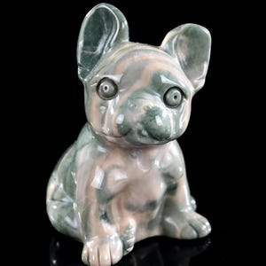 2.7” Natural Jiulong Jade Hand Carved Crystal Cartoon Dog Sculpture, Unique Crystal Carving , Home Decor & Collectors, Handcrafted Gift