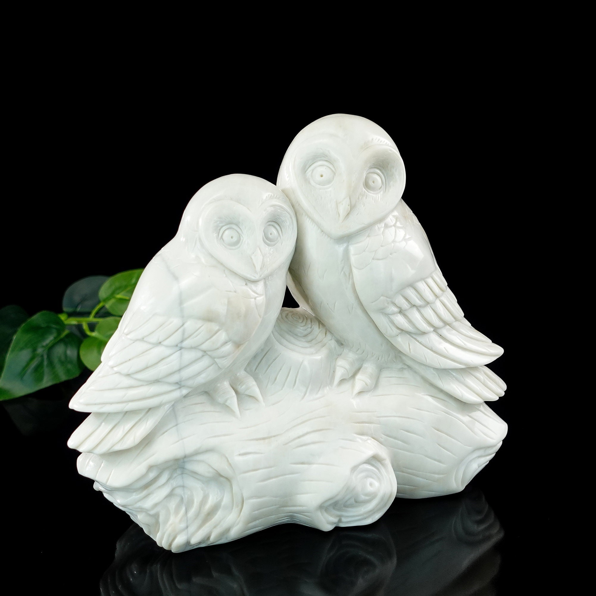 Reyife 手彫り 天然水晶 フクロウ 像 レイキ ヒーリング 宝石 動物