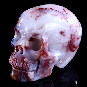 2.2” Natural Red Agate Hand Carved Crystal Skull Sculpture, Unique Crystal Carving for Home Decor & Collectors, Handcrafted Gift