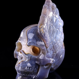 Geode Agate Crystal Skull Sculpture: Hand Carved Home Decor (6 inch