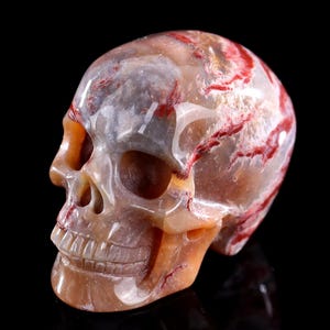 2.2” Natural Red Agate Hand Carved Crystal Skull Sculpture,Unique Crystal Carving for Home Decor, Handcrafted Gift