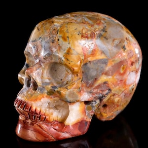 3.0” Natural Agate Hand Carved Crystal Skull Sculpture, Unique Crystal Carving for Home Decor, Handcrafted Gift