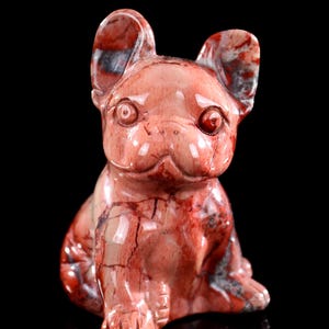 2.7” Natural Red Jasper Hand Carved Crystal Cartoon Dog Sculpture, Unique Crystal Carving , Home Decor & Collectors, Handcrafted Gift