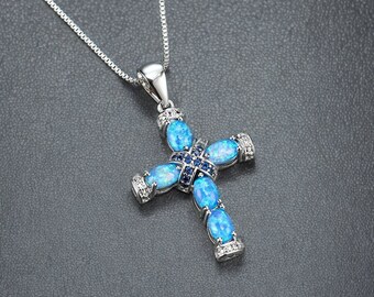 Genuine Opal Jewelry Green Opal Cross Pendant Opal and Crystal Cross Necklace Dainty Ladies Cross Medal Children Jewelry Calming Stone Etsy