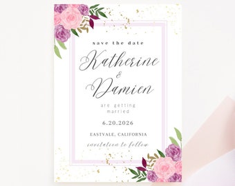 Wedding Invitation Save The Date, Fully Editable, Printable Invite, Canva Wedding Template Customizable, Modern Wedding, Budget Template