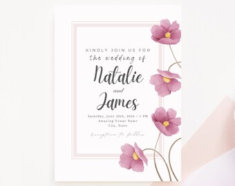 Wedding Invitation Template, Fully Editable, Printable Invite, Canva Wedding Template Customizable, Modern Wedding, Budget Template, Wedding