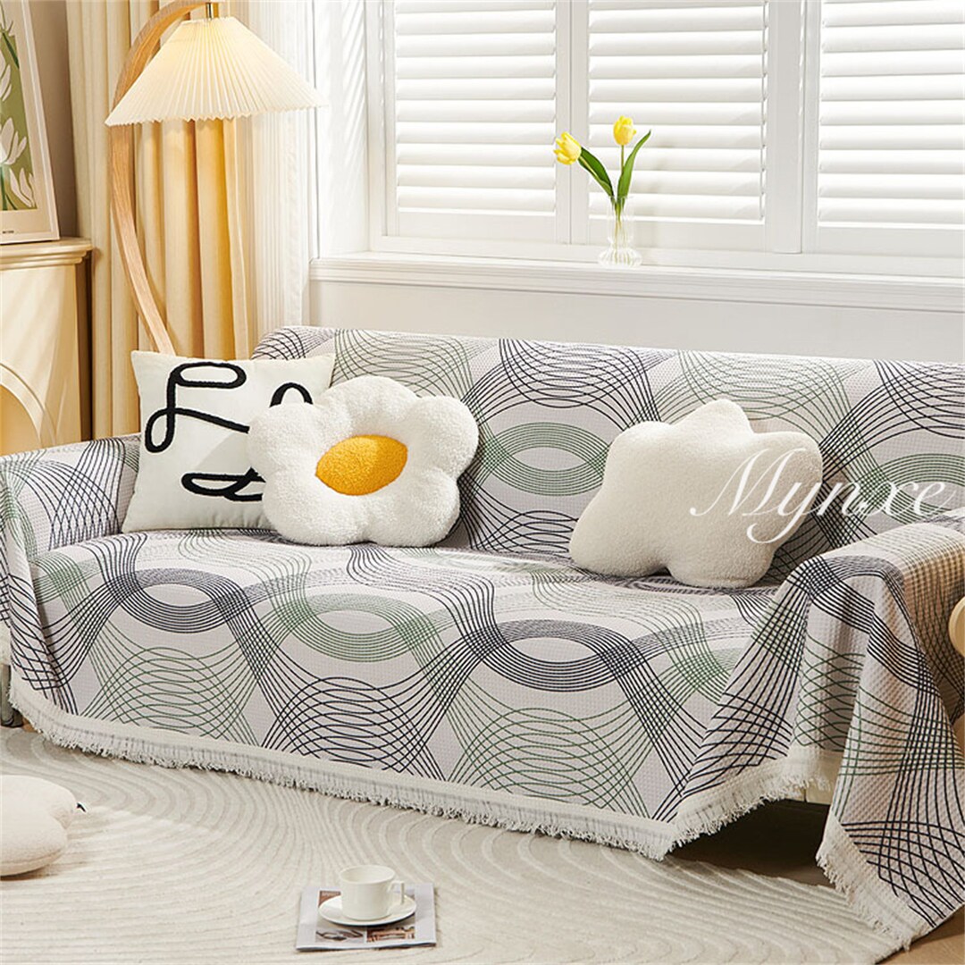 Minimalist Line Art Sofa Covers Green Spring Lined Couch Etsy