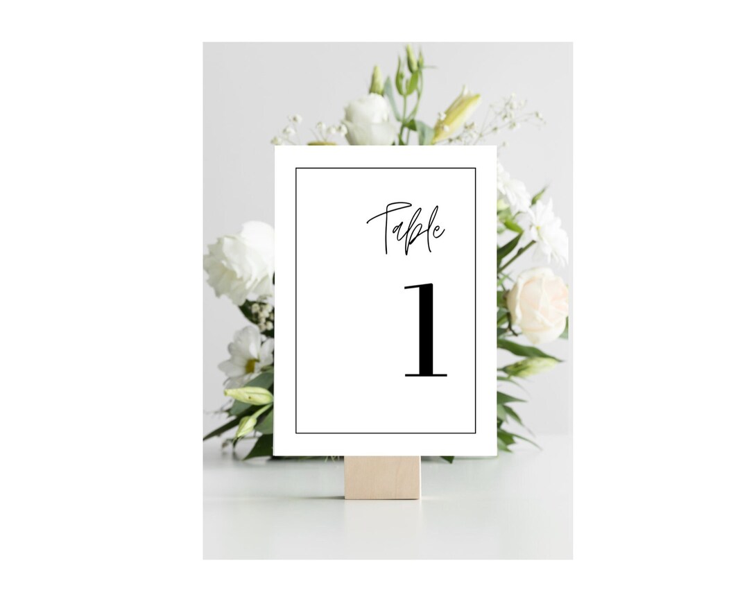 Table Number Cards 130 Printable Minimalistic DIY Etsy