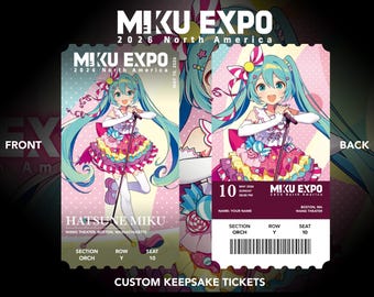 Entradas físicas personalizadas para el concierto de Hatsune Miku "Gira Norteamericana 2026" (recuerdo/souvenir)