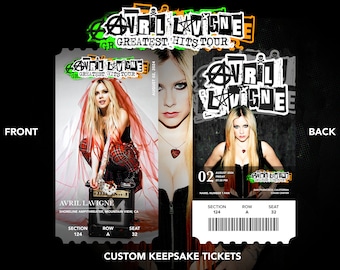 Avril Lavigne &quot;The Greatest Hits Tour&quot; Benutzerdefinierte Physisch | Andenken | Andenken | Andenken Konzertkarten