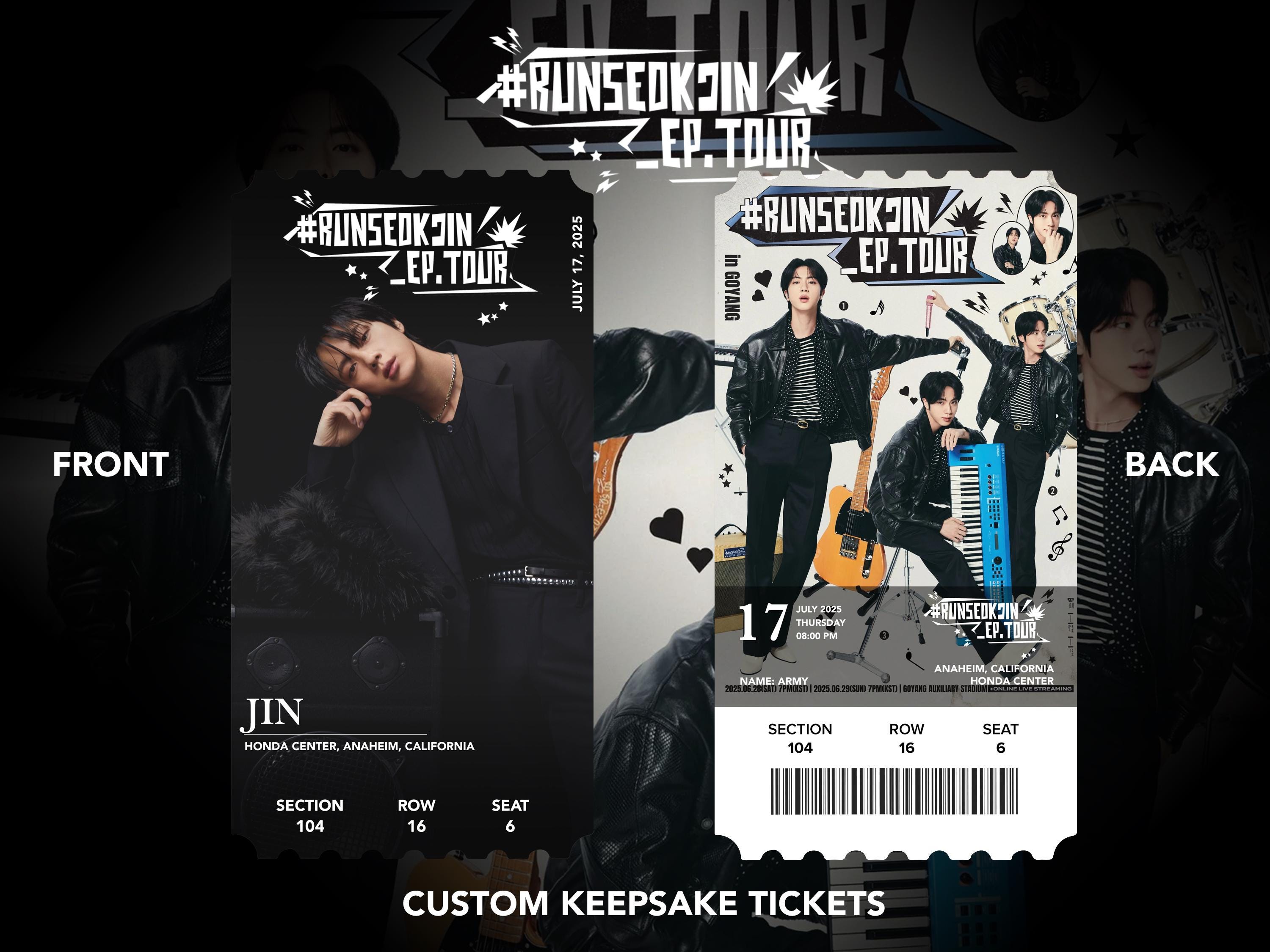 RUNSEOKJIN_EP.TOUR S/S JERSEY アムステルダム L BTS Jin RUNSEOKJIN EP. TOUR 2025 Shirt – Kpop Exchange