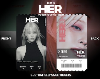 IU World Tour "H.E.R." Custom Physical | Memento | Souvenir | Keepsake Concert Tickets