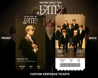 Enhypen World Tour "Fate" / "Fate+" Custom Bias Physical | Memento | Souvenir | Keepsake Concert KPOP Tickets