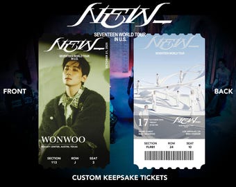 Seventeen "NEW_" World Tour  Custom Physical | Memento | Souvenir | Keepsake Concert Tickets