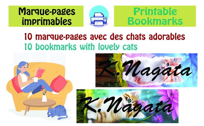 Set of 10 Printable Bookmarks 2x6 Inches Bookmarks for Your - Etsy