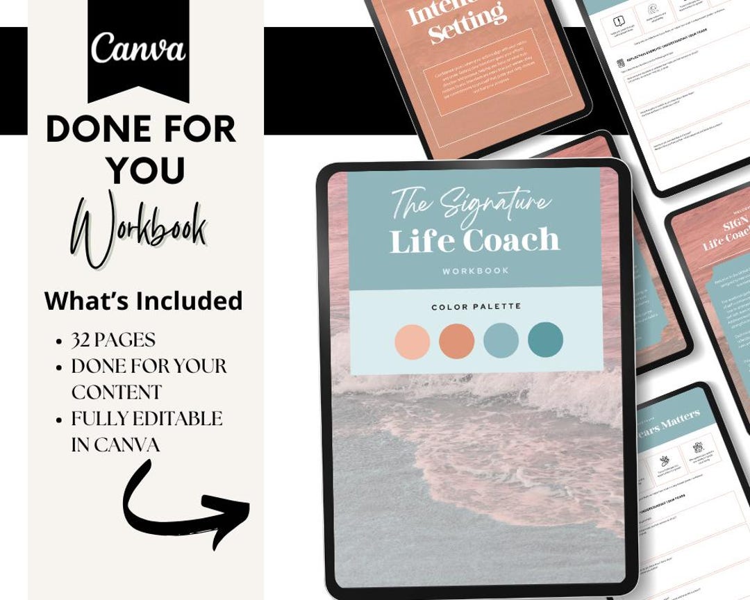The Signature Life Coach Workbook | Canva Template | Editable Coaching ...