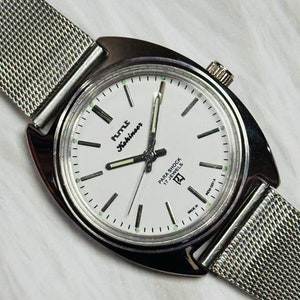 Vintage HMT Kohinoor White Dial Hand Winding {self winding} Men&#39;s Watch Movement 17 jewels