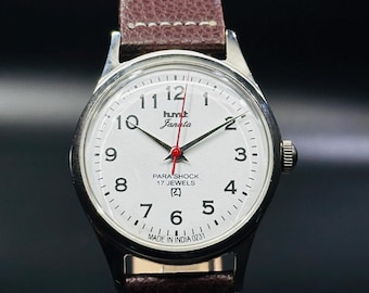 Vintage HMT Janata Watch: White Dial, 17 Jewels, Hand Winding
