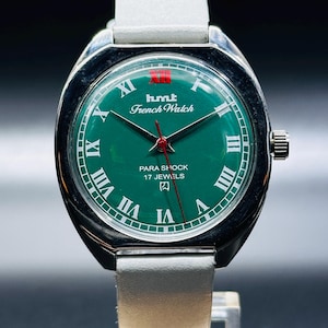 Rare Vintage HMT French Watch ,Green Dial Hand Winding {self winding} Men&#39;s Watch Movement 17 jewels
