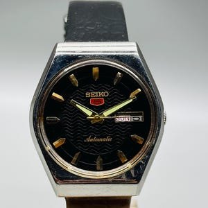 Orologio da uomo automatico Seiko nero classico vintage / Raro orologio meccanico giapponese da collezione, CL-6319, regalo per lui