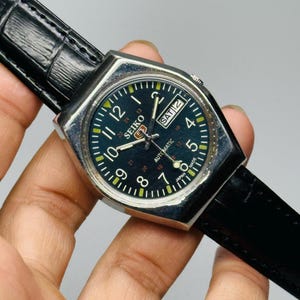 Rare Vintage Seiko 5 Automatic Green Dial, Silver Case Day/Date Caliber No.6309 Men&#39;s Wrist Watch ,Japan Made