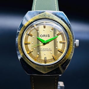 Rare Vintage Oris Gold Dial 17 Jewels FHF Movement ST-96 [Self Winding]Swiss Made , Men&#39;s Wrist Watch,