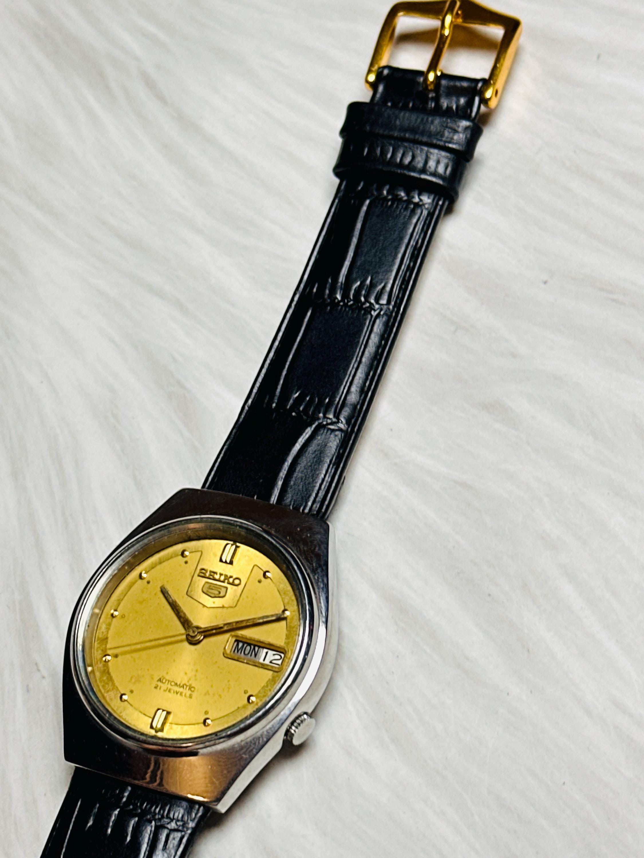 美品✨Seiko 5 ビンテージゴールド自動巻きデイデイト