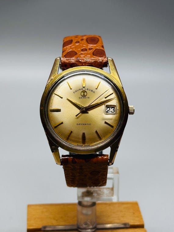 Vintage Favre Leuba Dynamic Gold Plated Automatic Watch: Swiss